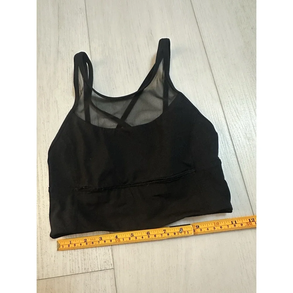 Lululemon Clip-on Longline Sports Bra Sz 4 Black Mesh - C/D‎ Cup